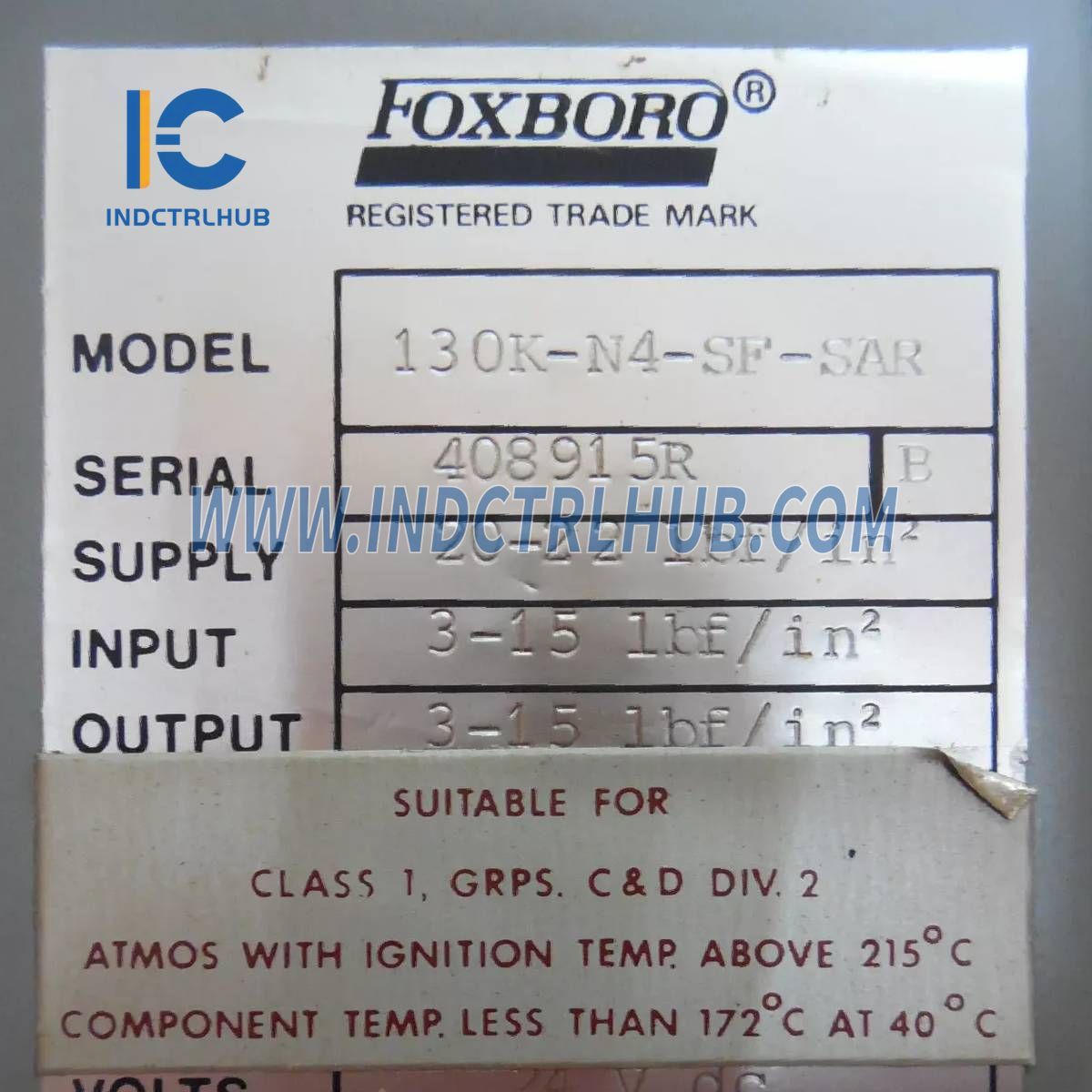 Foxboro 130K-N4-SF-SAR Consoltrol vezérlő