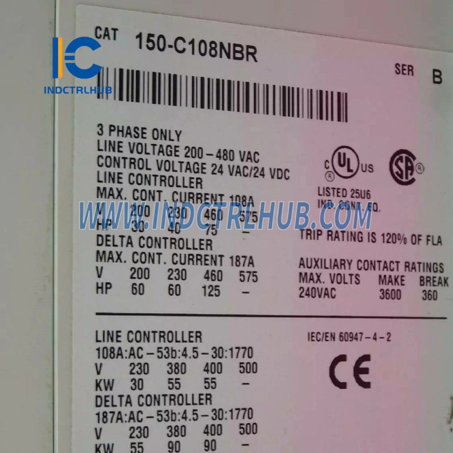 ALLEN BRADLEY 150-C108NBR SMC-3 Mäký štartér