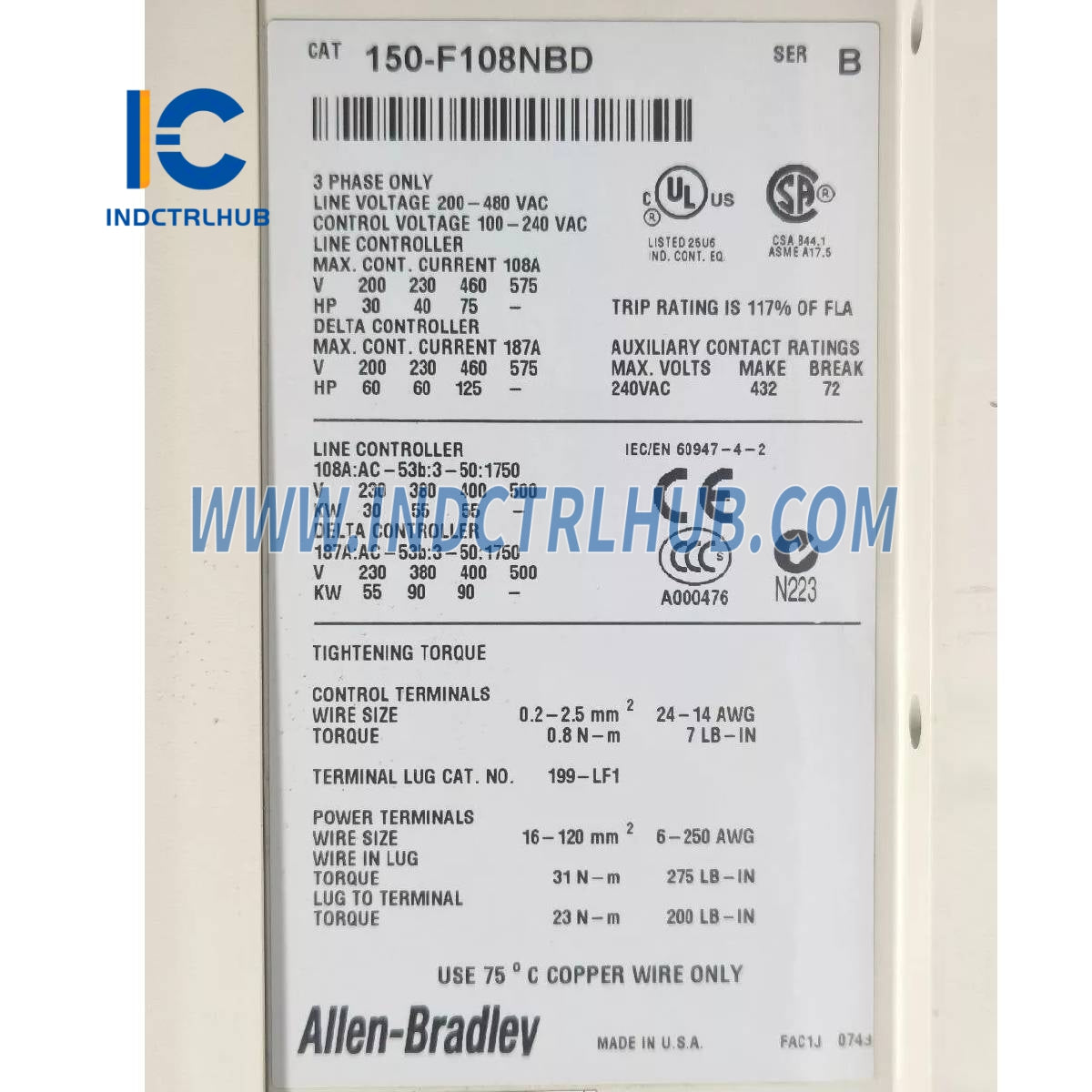 ALLEN BRADLEY 150-F108NBD SMC Flex Aqlli Motor Boshqaruvchisi
