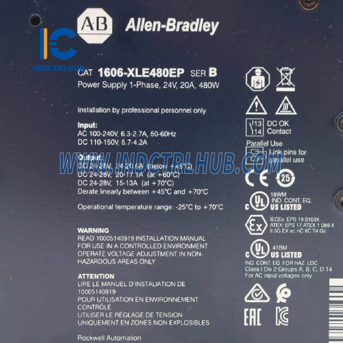 ALLEN BRADLEY 1606-XLE480EP XLE Quvvat Manbai 480W 24VDC 20A
