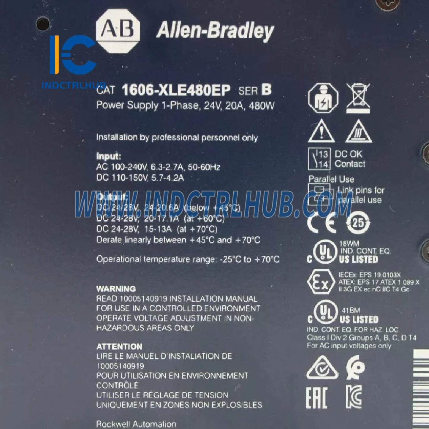 ALLEN BRADLEY 1606-XLE480EP XLE Napajanje 480W 24VDC 20A