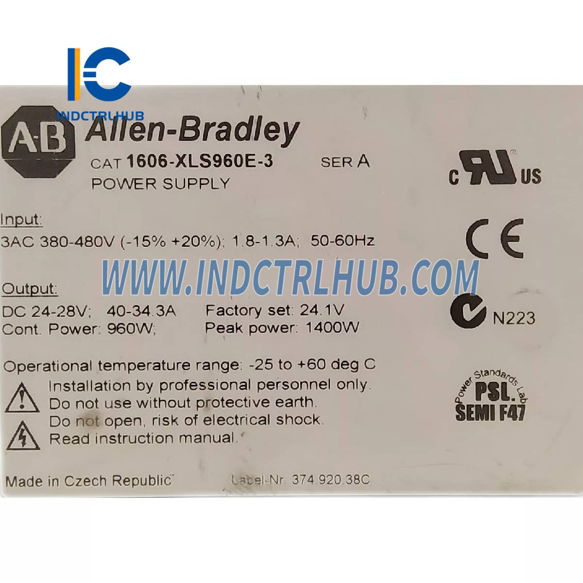 ALLEN BRADLEY 1606-XLS960E 960V DIN relsli quvvat manbai, 24V DC chiqishi