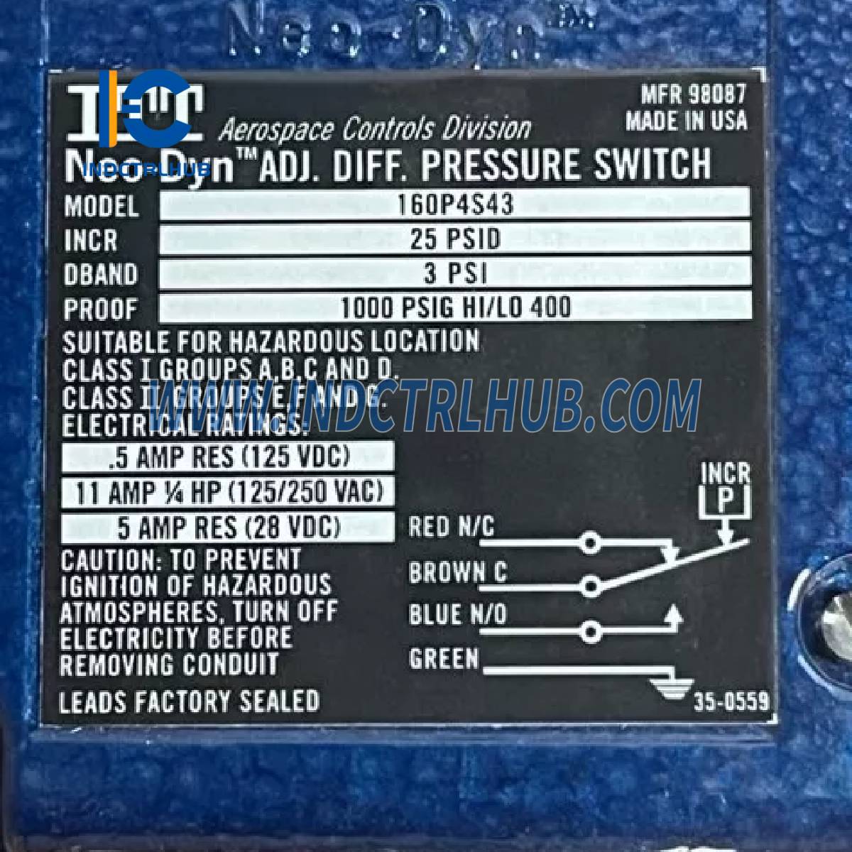 ITT 160P4S43 מתג לחץ דיפרנציאלי מתכוונן