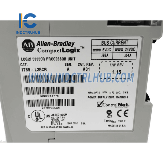 Allen-Bradley 1769-L35CR CompactLogix 1.5MB ControlNet Controller