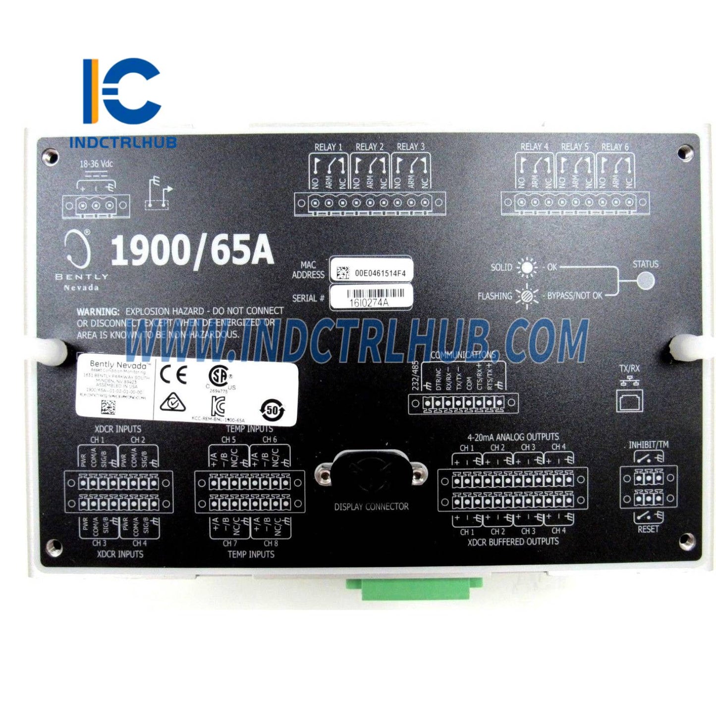 Monitor de Equipamento de Uso Geral Bently Nevada 1900/65A-A00-B01-C01-D01-E01
