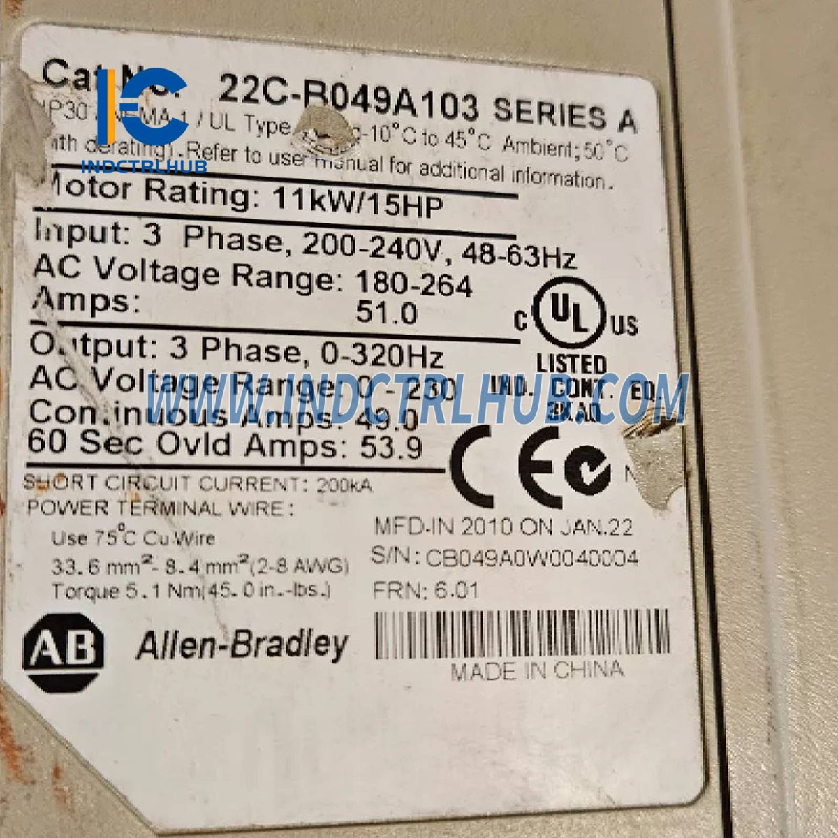 ALLEN BRADLEY 22C-B049A103 PowerFlex 400 AC pohon