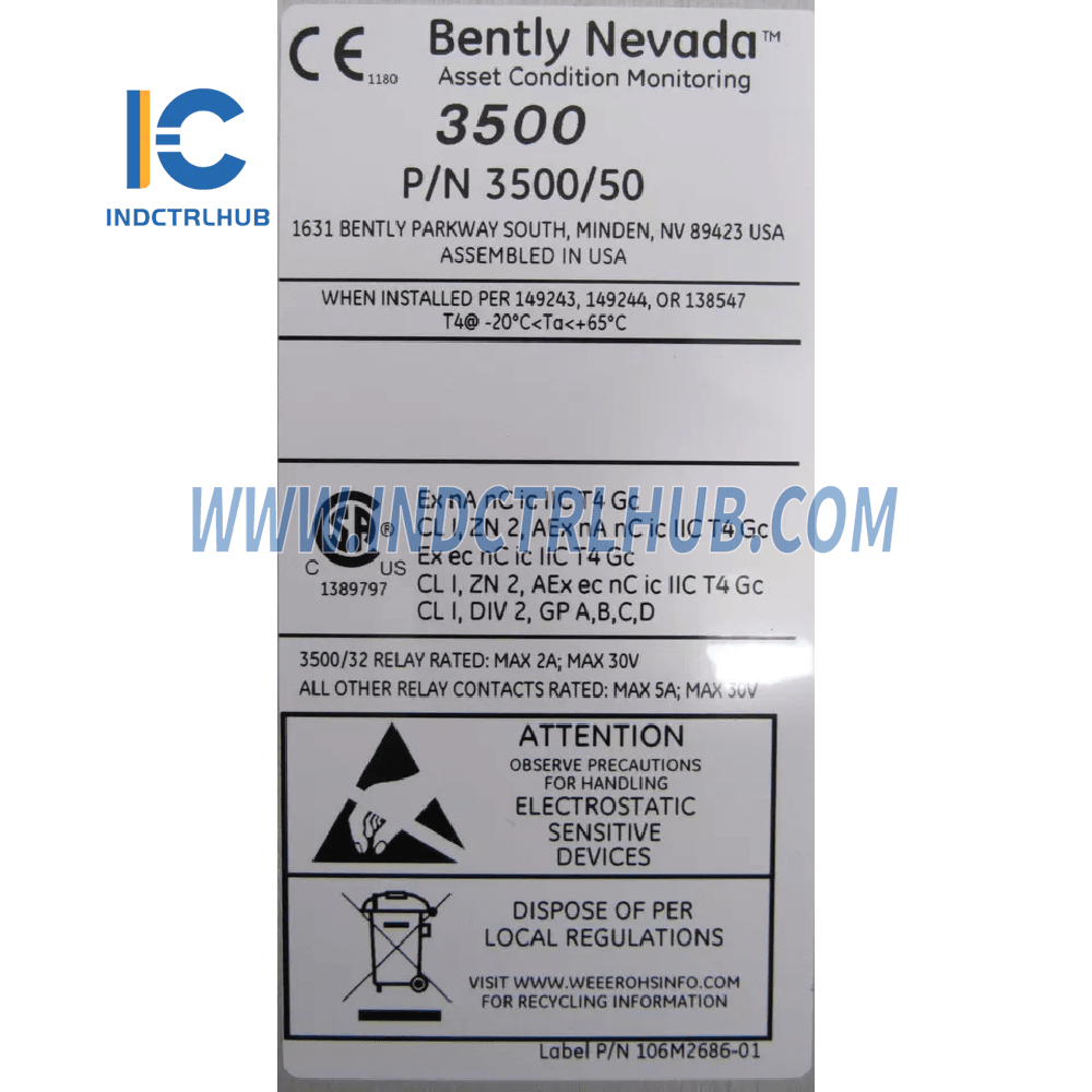 Módulo Tacômetro Bently Nevada 3500/50 286566-02P