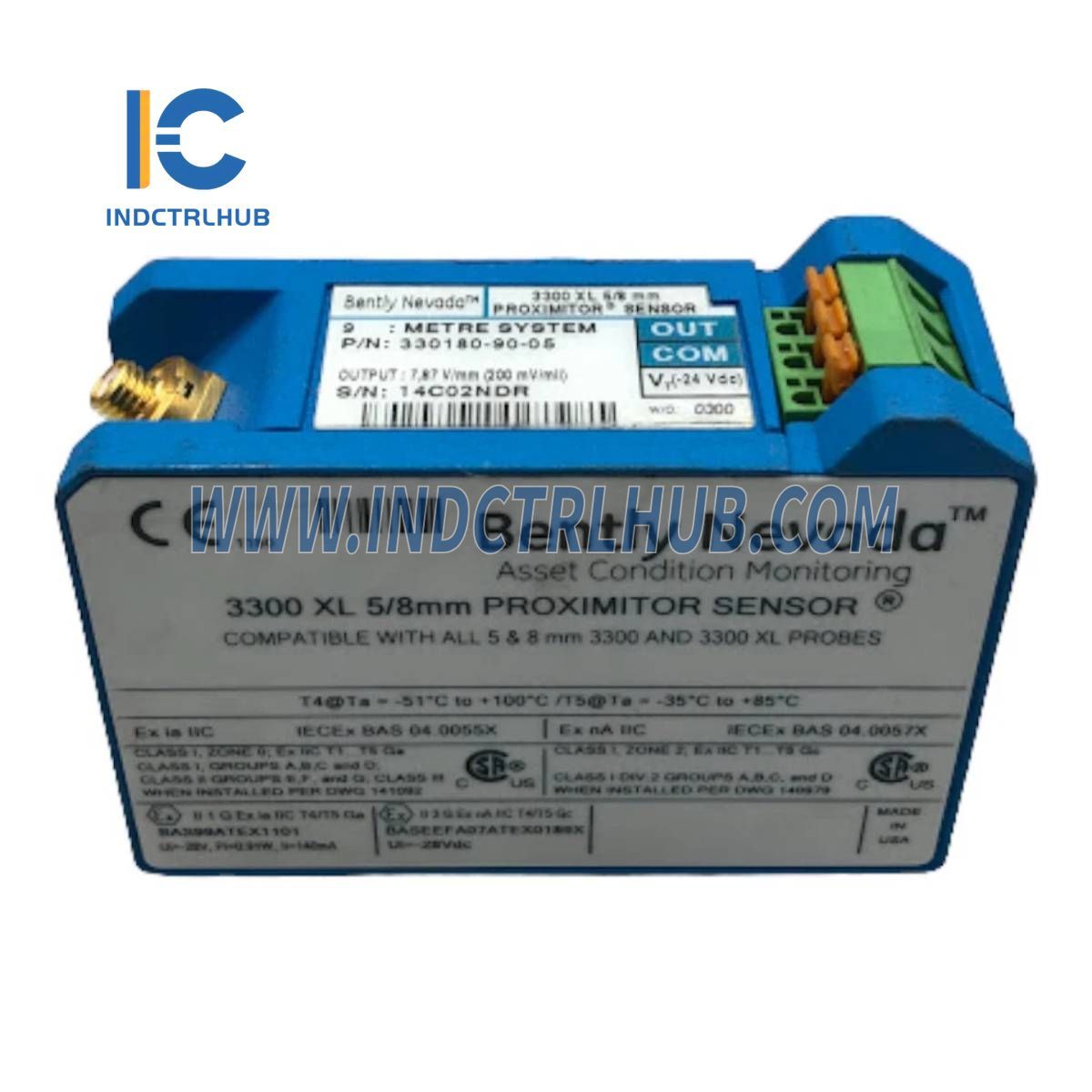 מערכת חיישן פרוקסימיטור Bently Nevada 3300 XL 330180-90-05