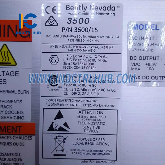 Bently Nevada 3500/15-05-05-00 106M1079-01+106M1081-01 AC va DC Quvvat Ta'minotlari