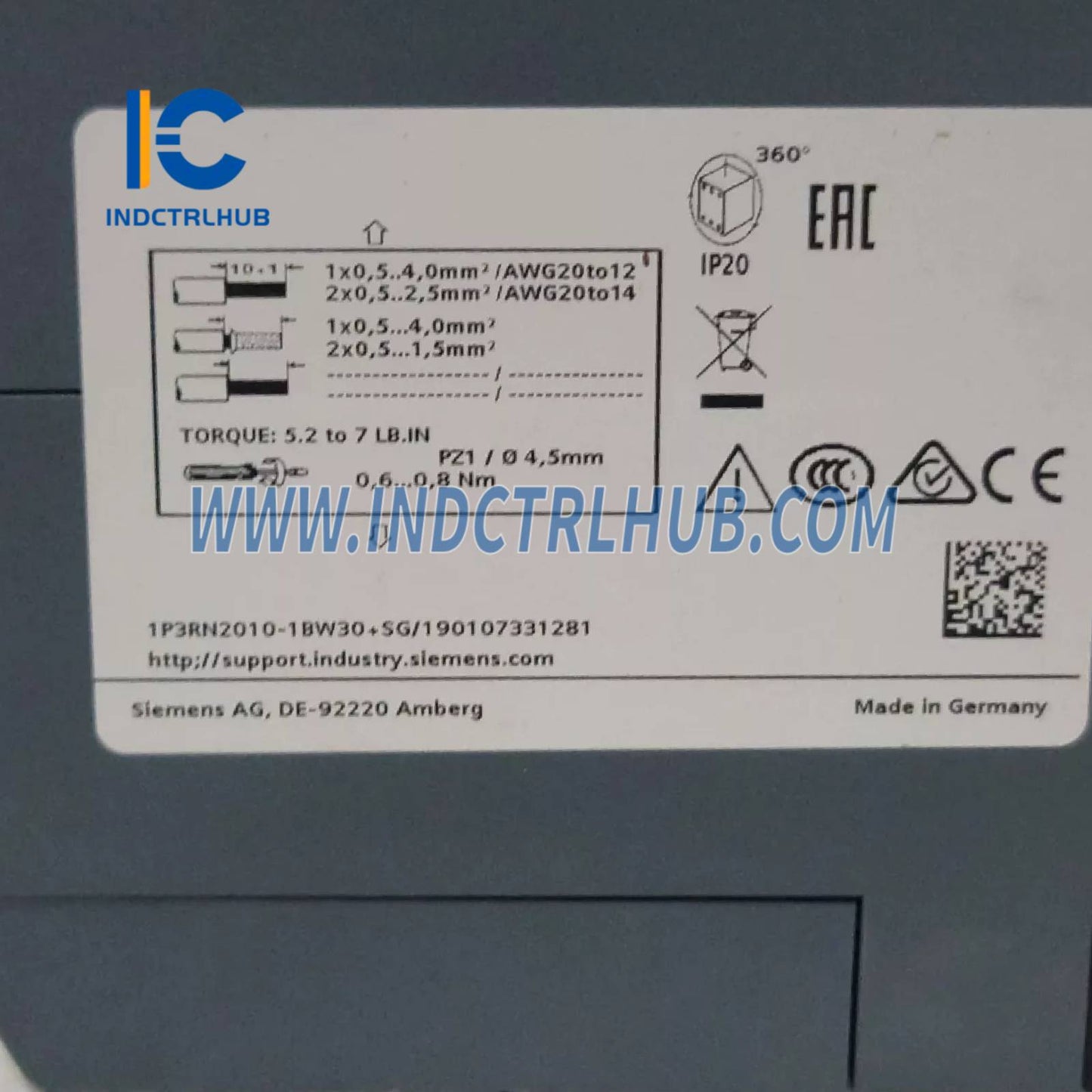 Siemens 3RN2010-1BW30 Thermistor motor protection relay