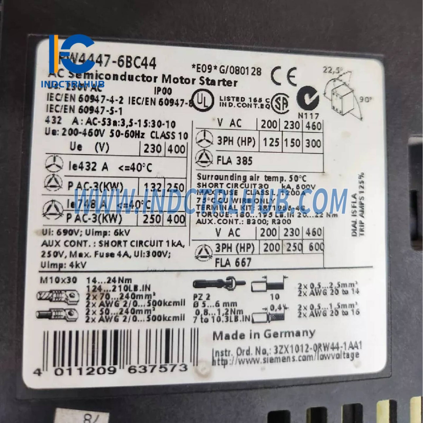 Siemens 3RW4447-6BC44 SIRIUS soft starter