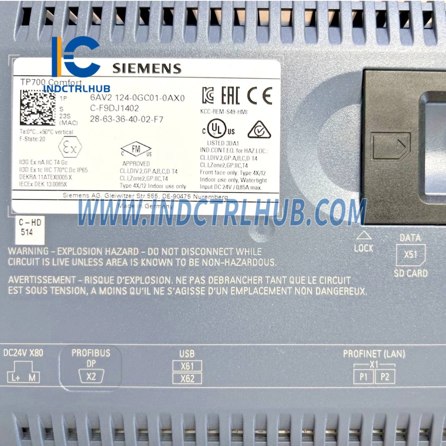 Siemens 6AV2124-0GC01-0AX0 SIMATIC HMI TP700 Comfort