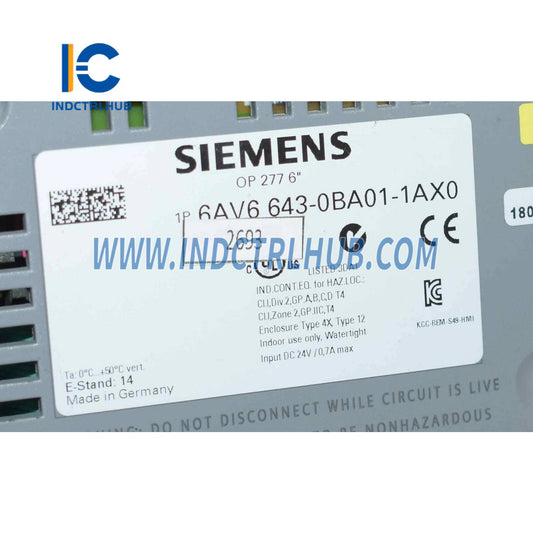 Siemens 6AV6643-0BA01-1AX0 SIMATIC OP 277 6” operator panel