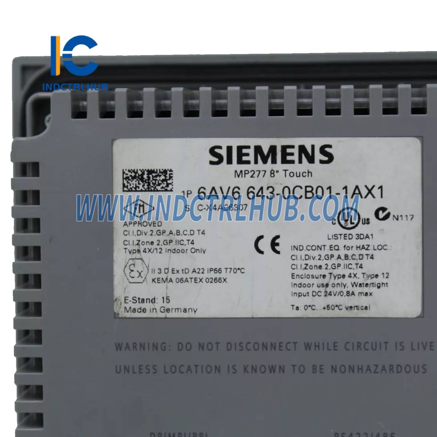 Siemens 6AV6643-0CB01-1AX1 SIMATIC MP 277 8” Touch Multi Panel