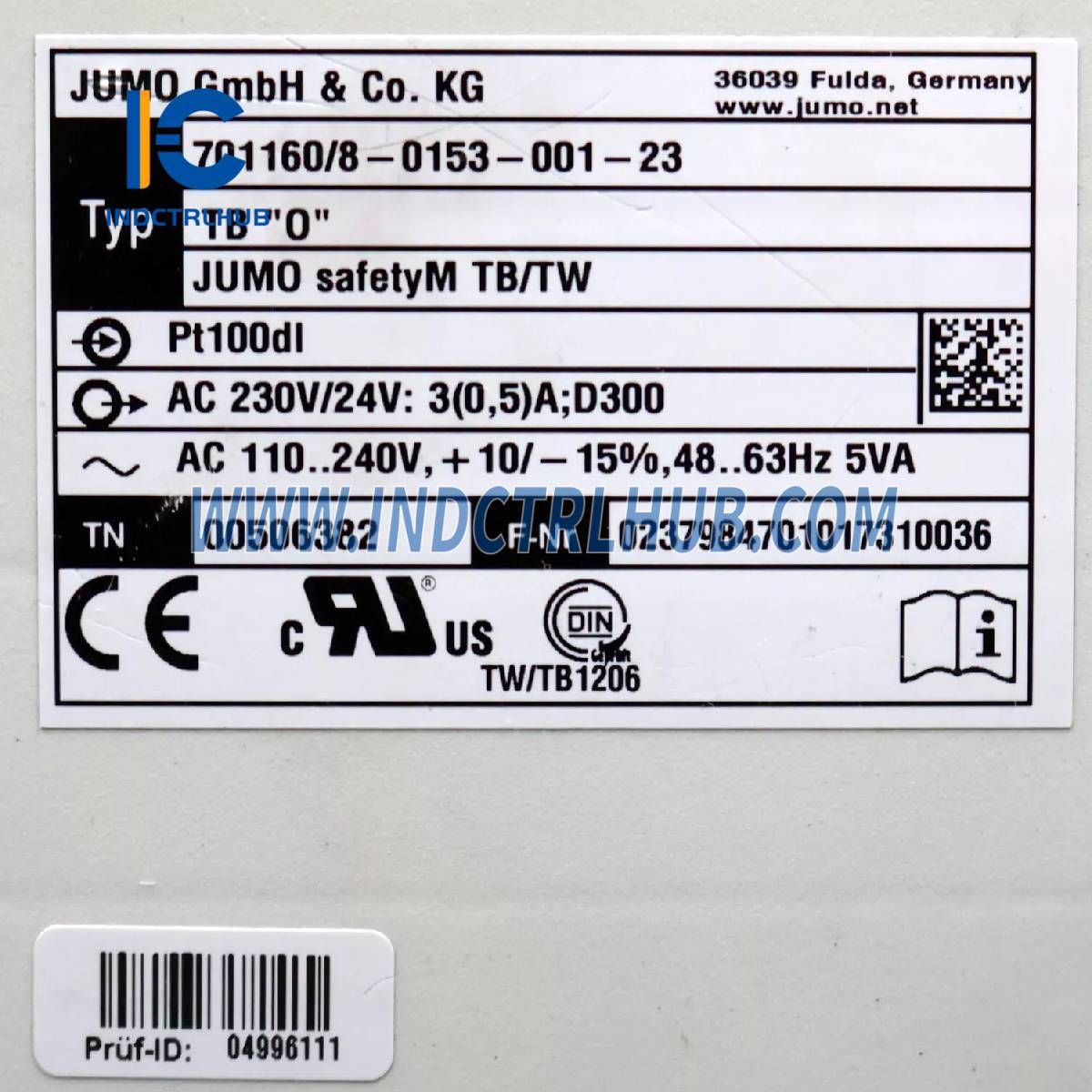 JUMO 701160/8-0153-001-23 Ограничитель температуры, Монитор температуры