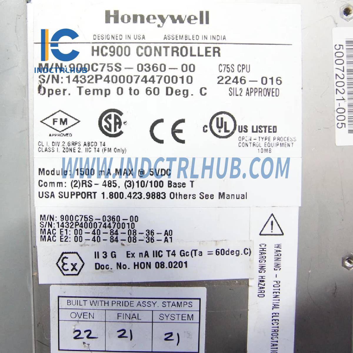Honeywell 900C75S-0360-00 CPU, ControlEdge 900