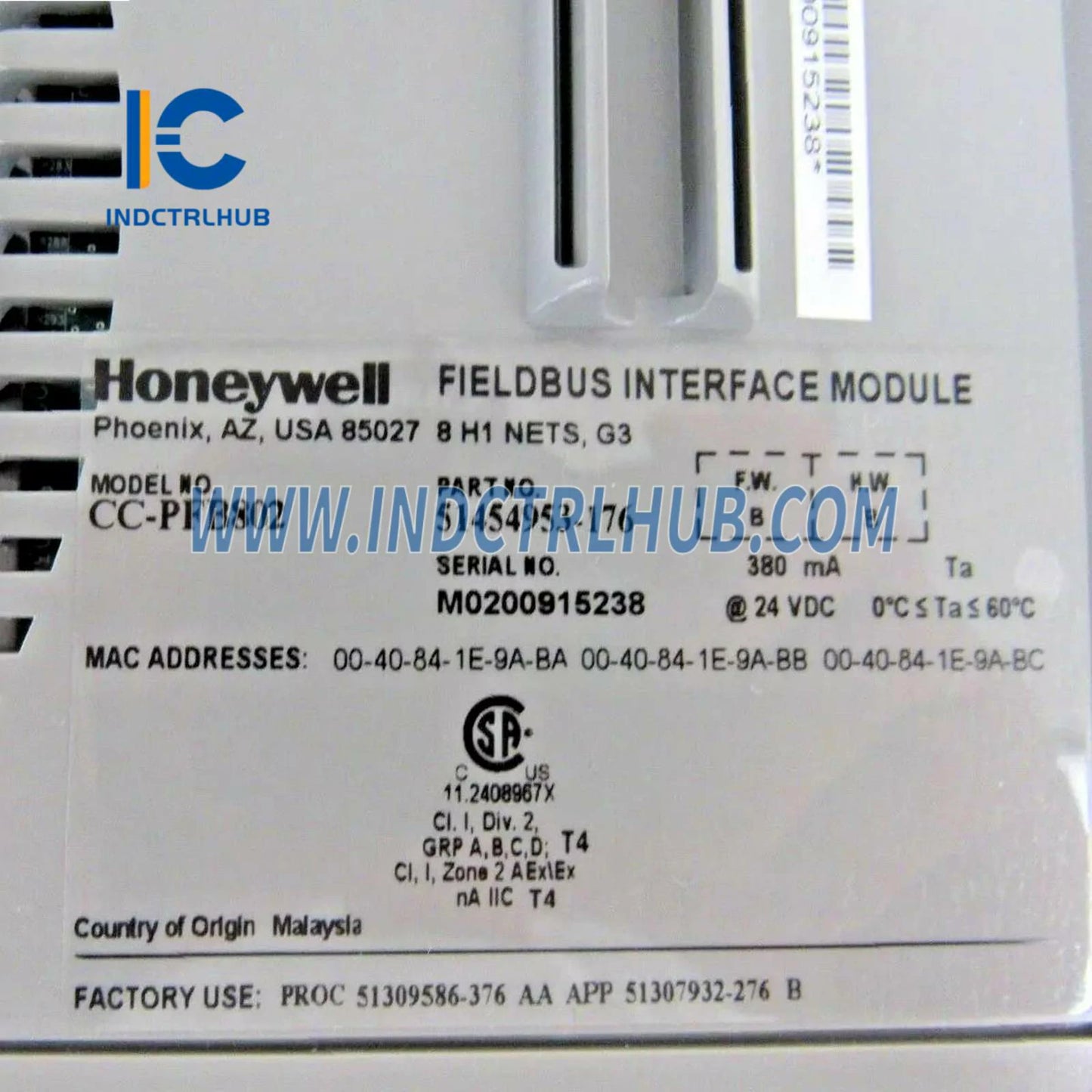 Honeywell CC-PFB802 Fieldbus interfejs moduli