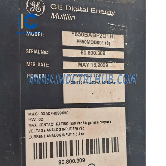 GE F650BABF2G1HI Digitálny ovládač zátoky / relé ochrany podávača