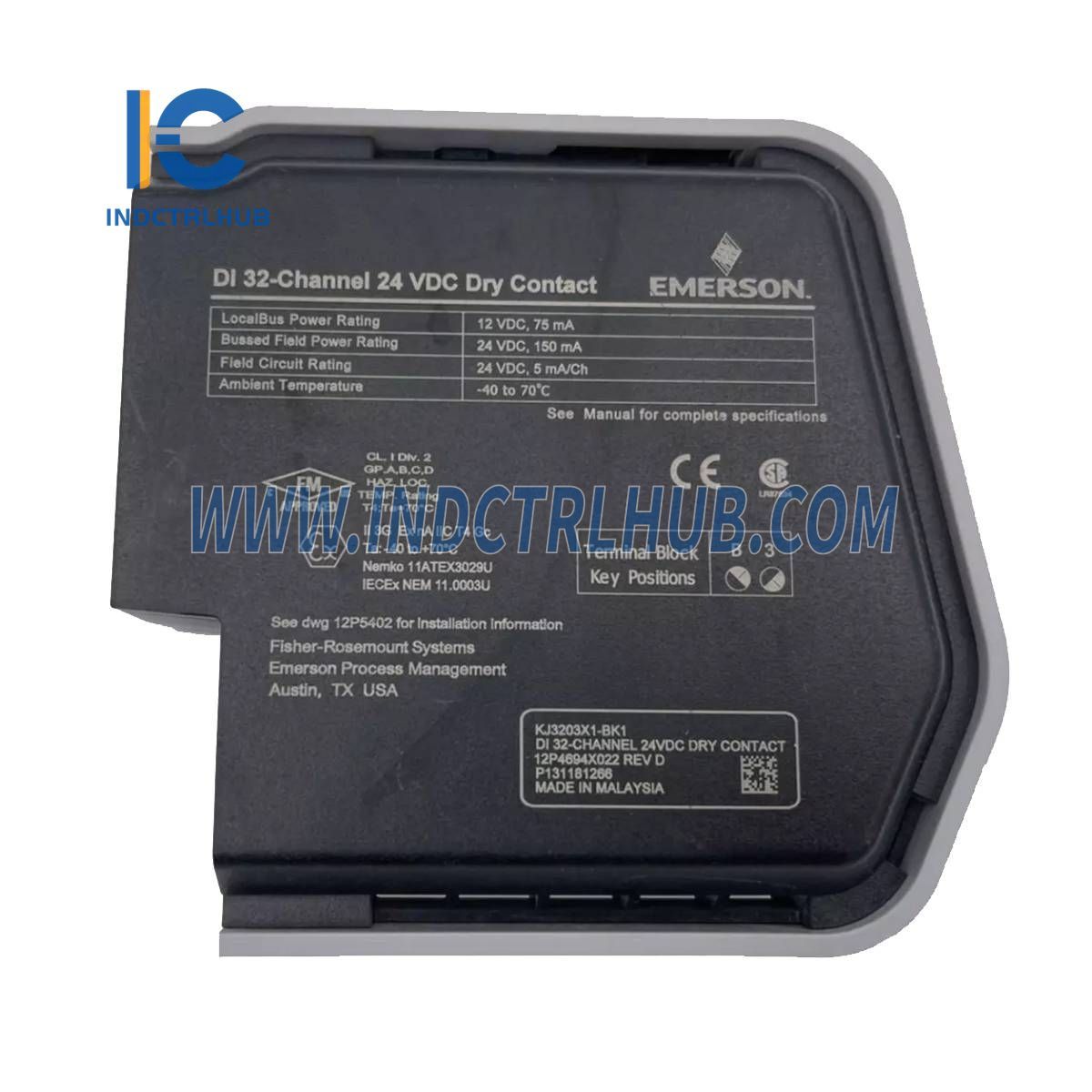 Emerson KJ3203X1-BK1 S-sorozat DI 32 csatornás 24 VDC száraz érintkezős kártya