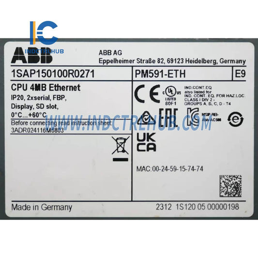 1SAP150100R0271 | ABB PM591-ETH Procesorový modul