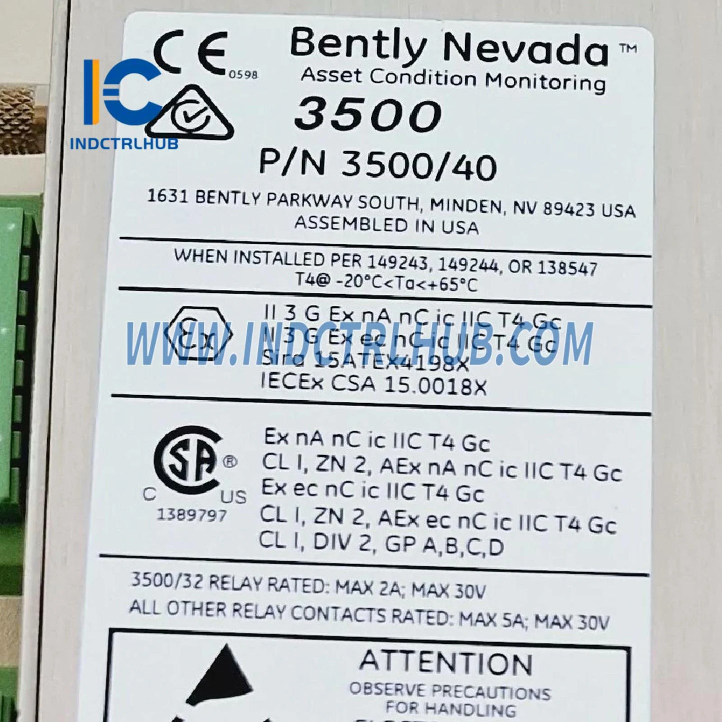 Bently Nevada 3500/40M 125680-01 Proximitor ulazno/izlazni modul