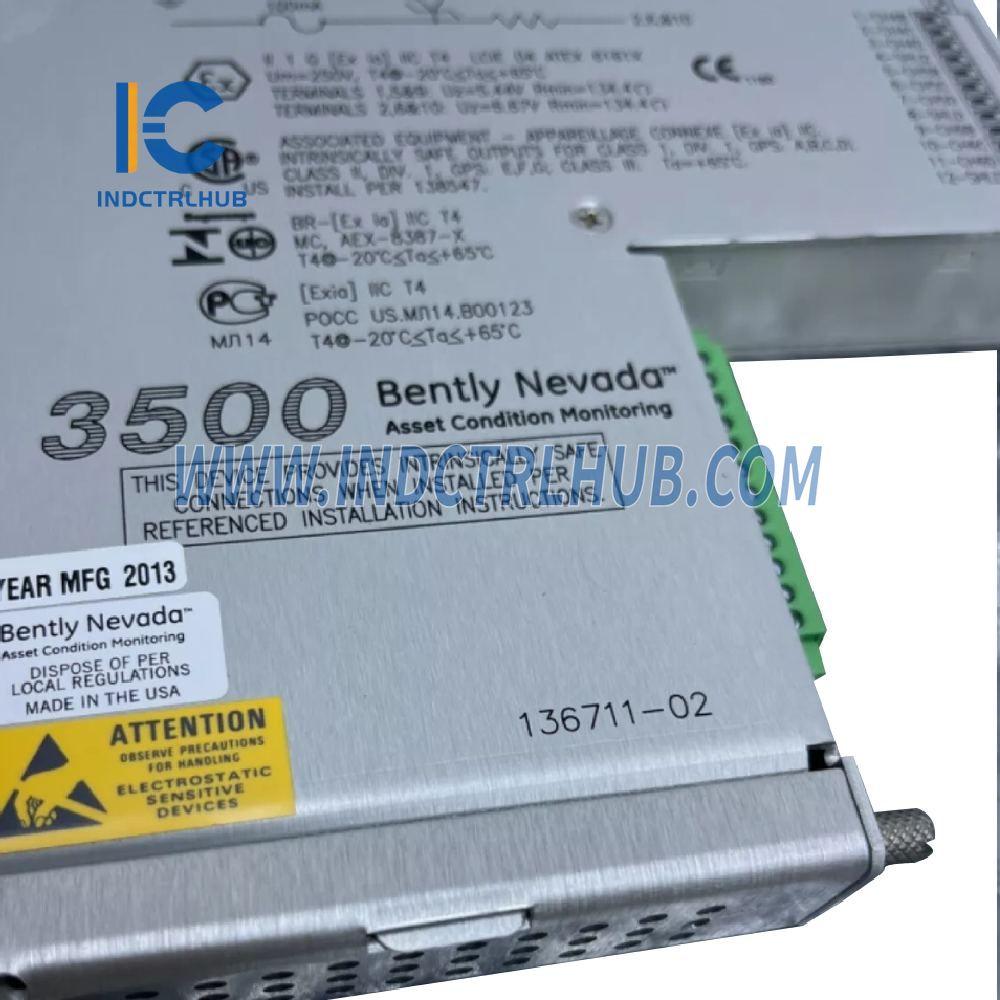 Bently Nevada 3500/61 136711-02 I/O Module With Internal Barriers