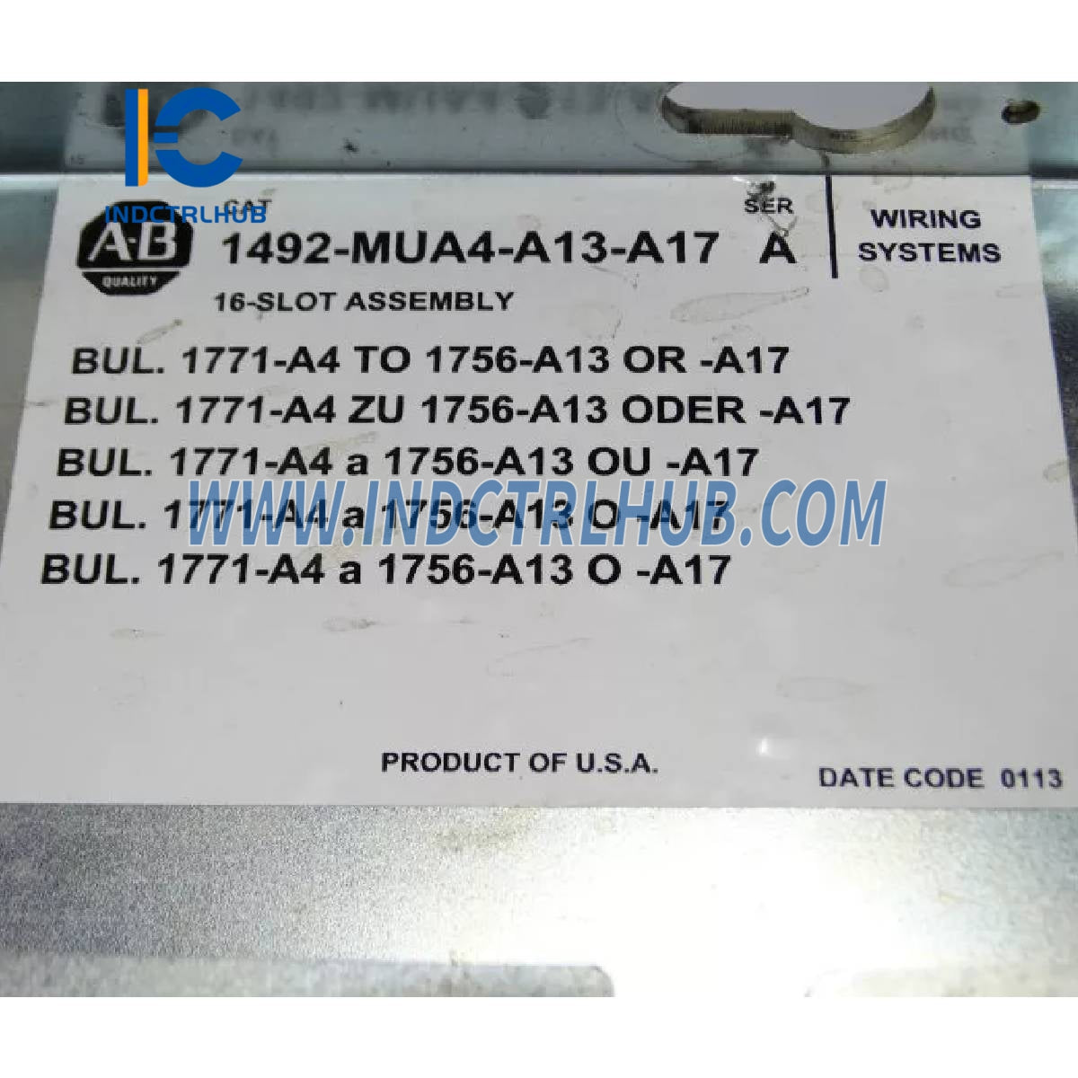 ALLEN BRADLEY 1492-MUA4-A13-A17 Conversion Mounting Assembly