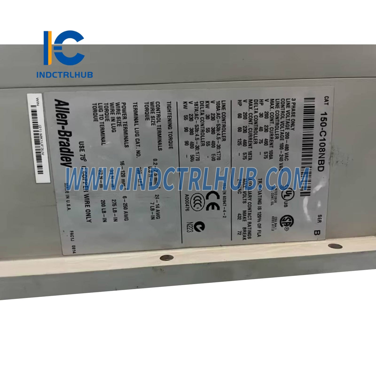 ALLEN BRADLEY 150-C108NBD SMC-3 Soft Starter, 3-Wire, Open Type