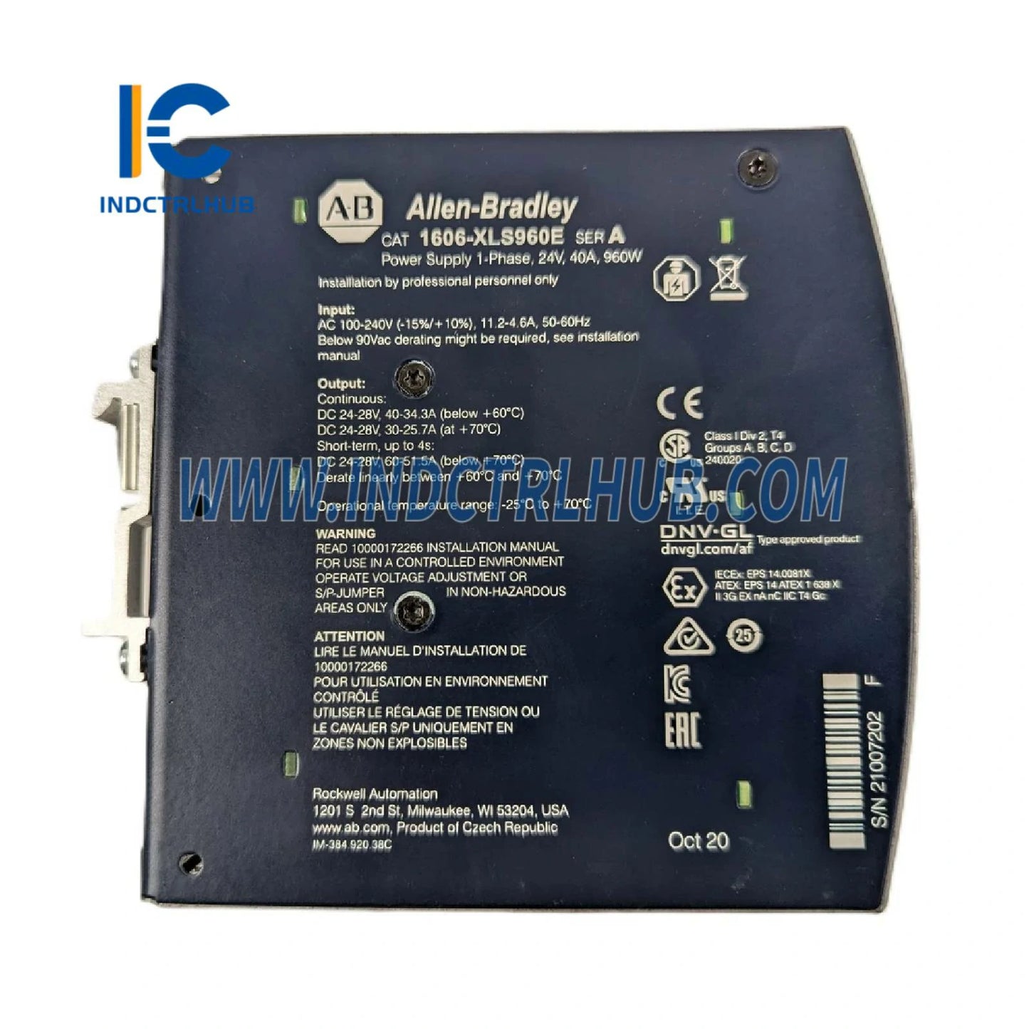 Allen-Bradley 1606-XLS960E 960W DIN Rail Power Supply 24V DC 40A