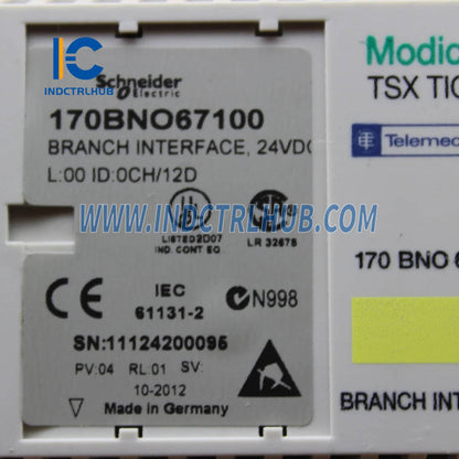 Schneider 170BNO67100 Branch interface for Interbus communication adaptor