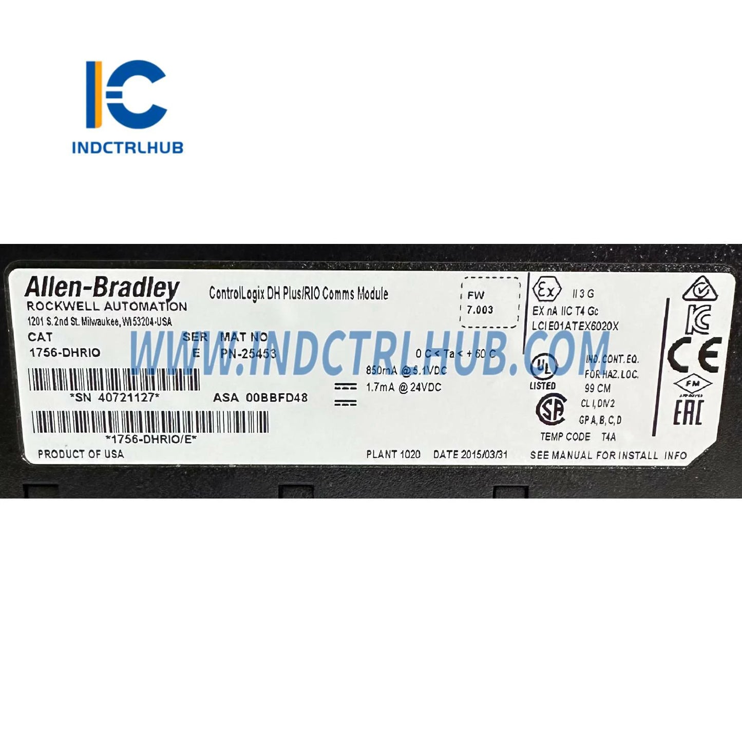 ALLEN BRADLEY 1756-DHRIO/E Модул за комуникационен интерфейс за вход/изход
