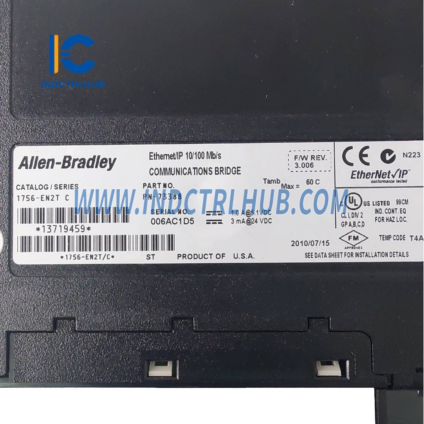 ALLEN BRADLEY 1756-EN2T/C Módulo Ponte ControlLogix EtherNet/IP