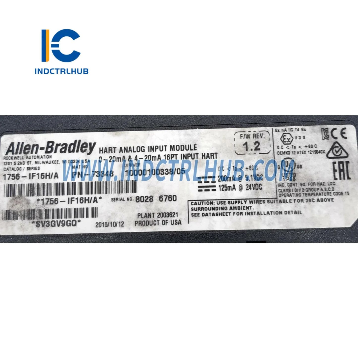 ALLEN BRADLEY 1756-IF16H/A ControlLogix HART Analog Kirish Moduli