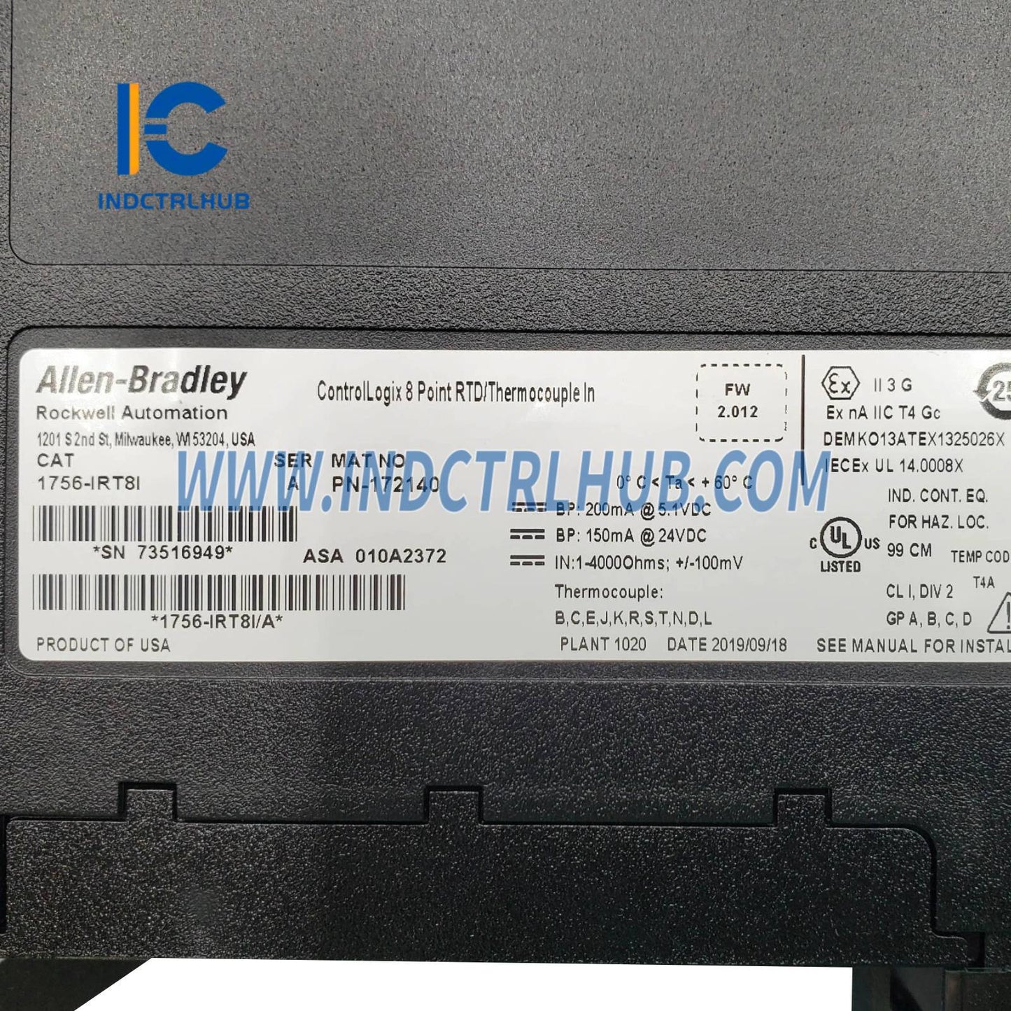 ALLEN BRADLEY 1756-IRT8I/A ControlLogix Isolated RTD/Thermocouple Input Module