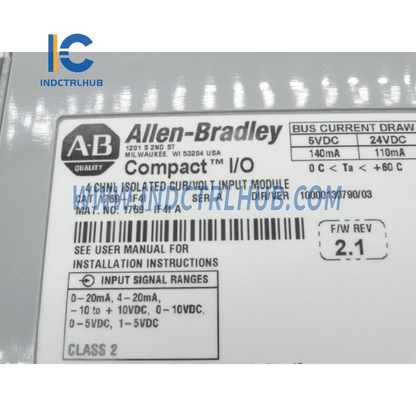 Allen-Bradley 1769-IF4I CompactLogix 4 Pt A/I C and V Iso Module