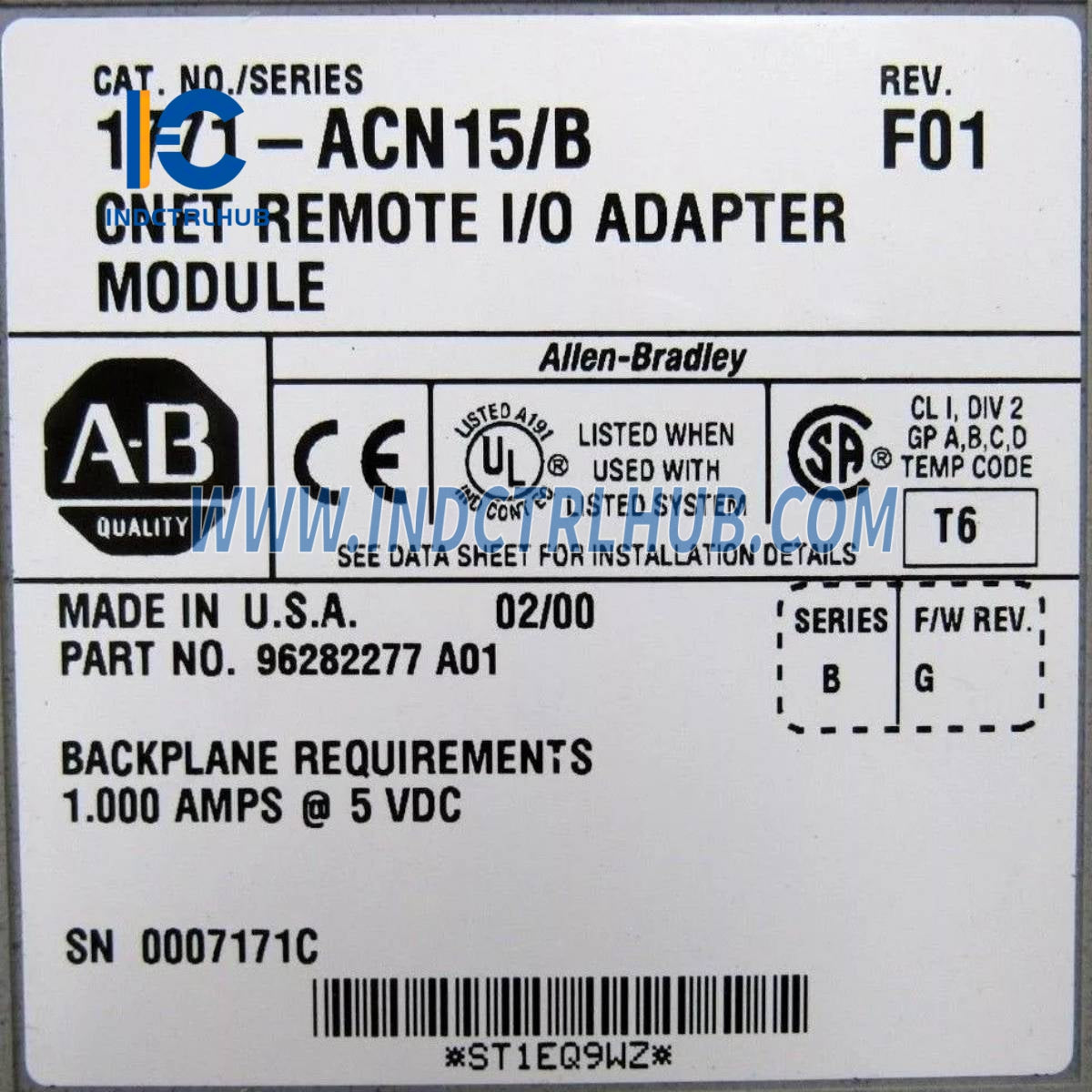ALLEN BRADLEY 1771-ACN15 1771 ControlNet 1.5 Adaptor Module