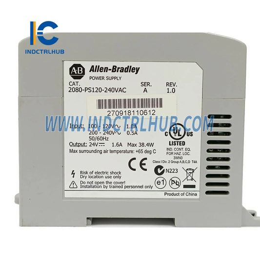 Authentic Nameplate and Serial Number for Allen-Bradley 2080 PS120 240VAC Factory Original Label