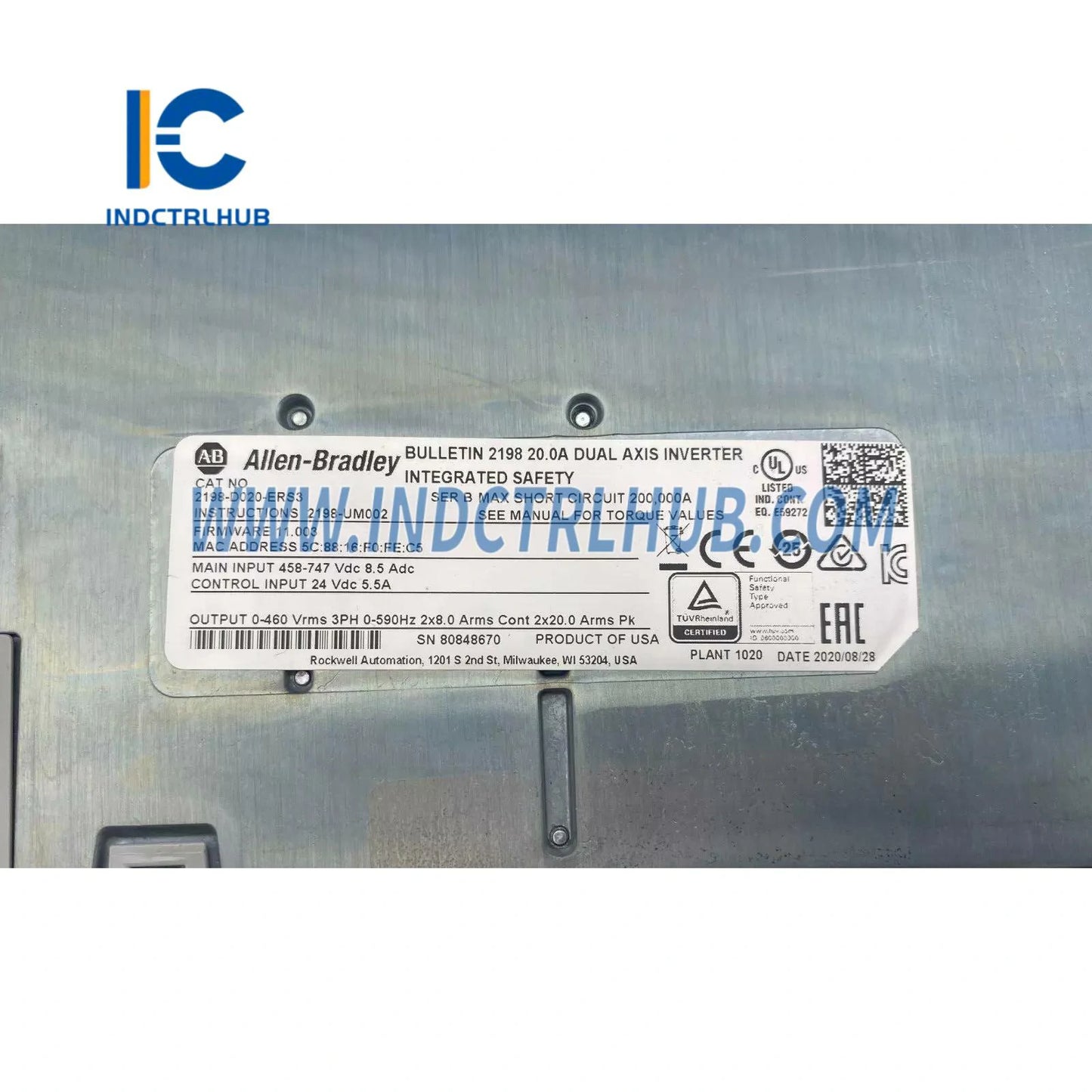 ALLEN BRADLEY 2198-D020-ERS3 Dual-Axis Inverter Power