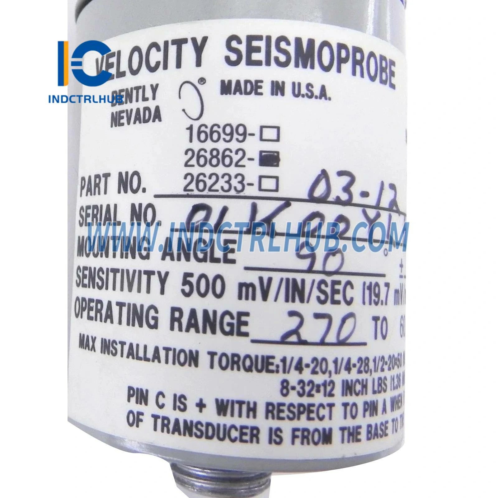 Technical View of Industrial Component Connector and details for 26862-03-12