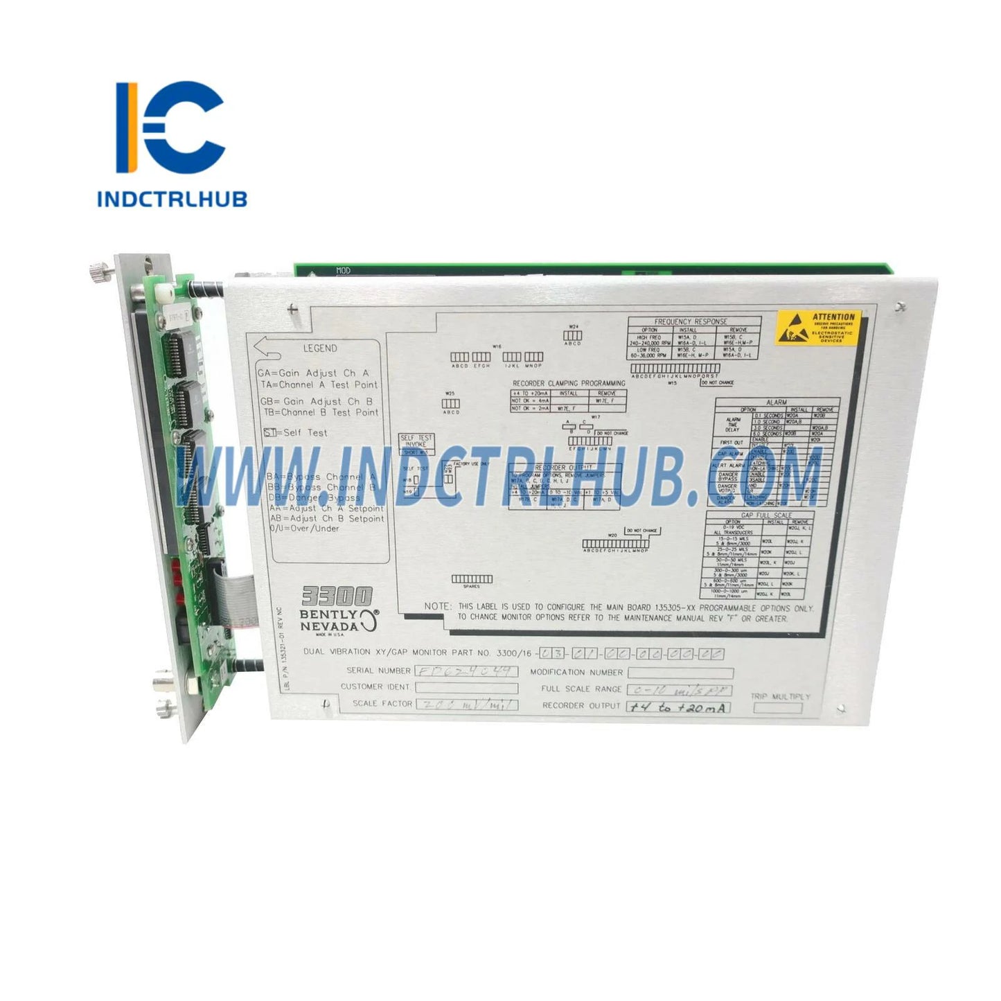 Bently Nevada 3300/16-03-01-00-00 XY/GAP Monitor de Vibración Dual