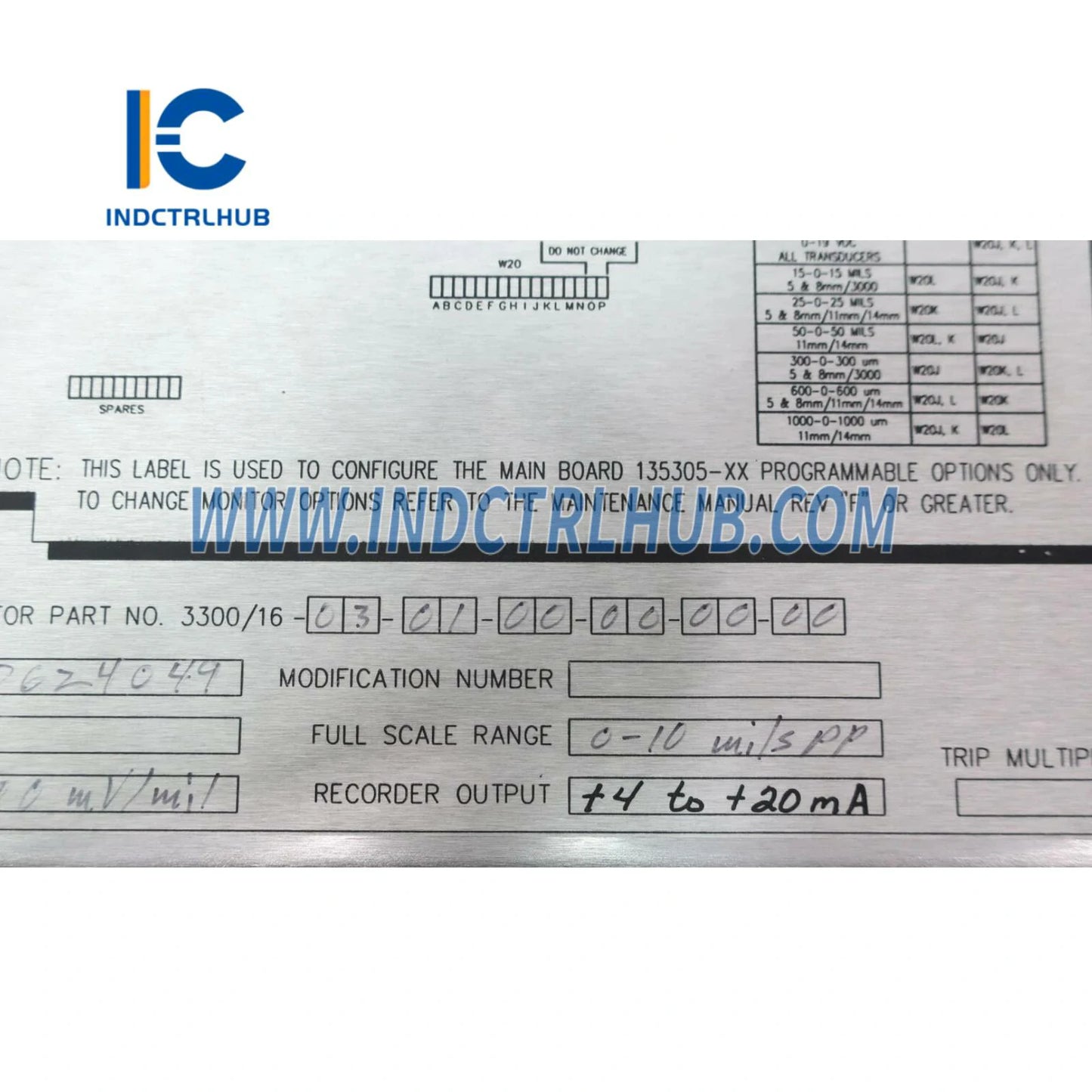 Bently Nevada 3300/16-03-01-00-00 XY/GAP Monitor de Vibración Dual