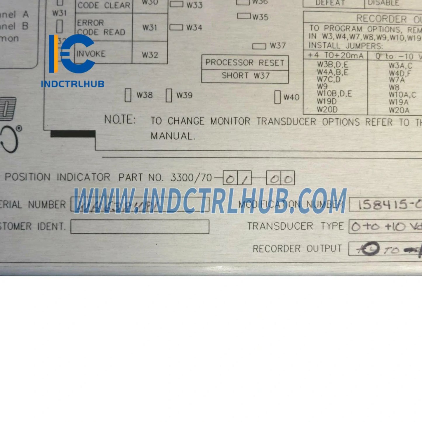 Bently Nevada 3300/70-01 Dual Valve Position Monitor | 3300 Rack