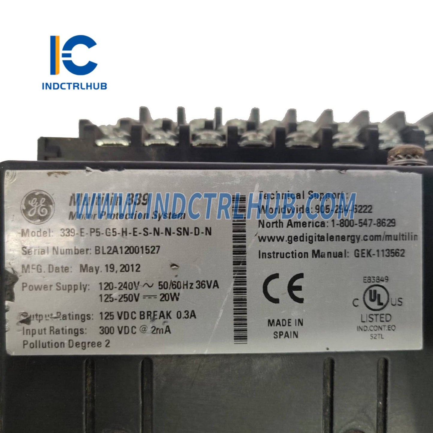 GE 339-E-P5-G5-H-E-S-N-N-SN-D-N Motor Protection Relay