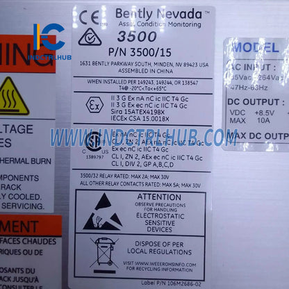 Bently Nevada 3500/15-05-05-00 106M1079-01+106M1081-01 Захранвания за променлив и постоянен ток