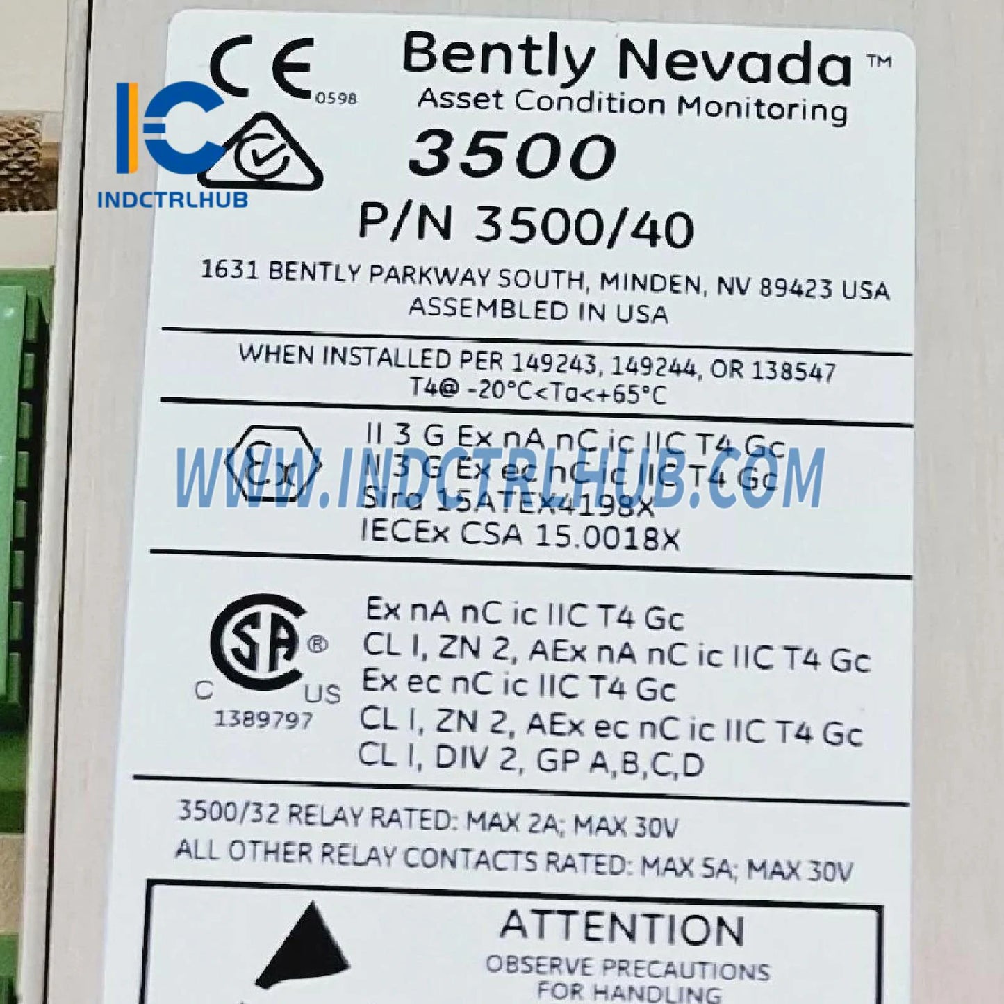 Bently Nevada 3500/40M 176449-01+125680-01 Проксимитор Монитор