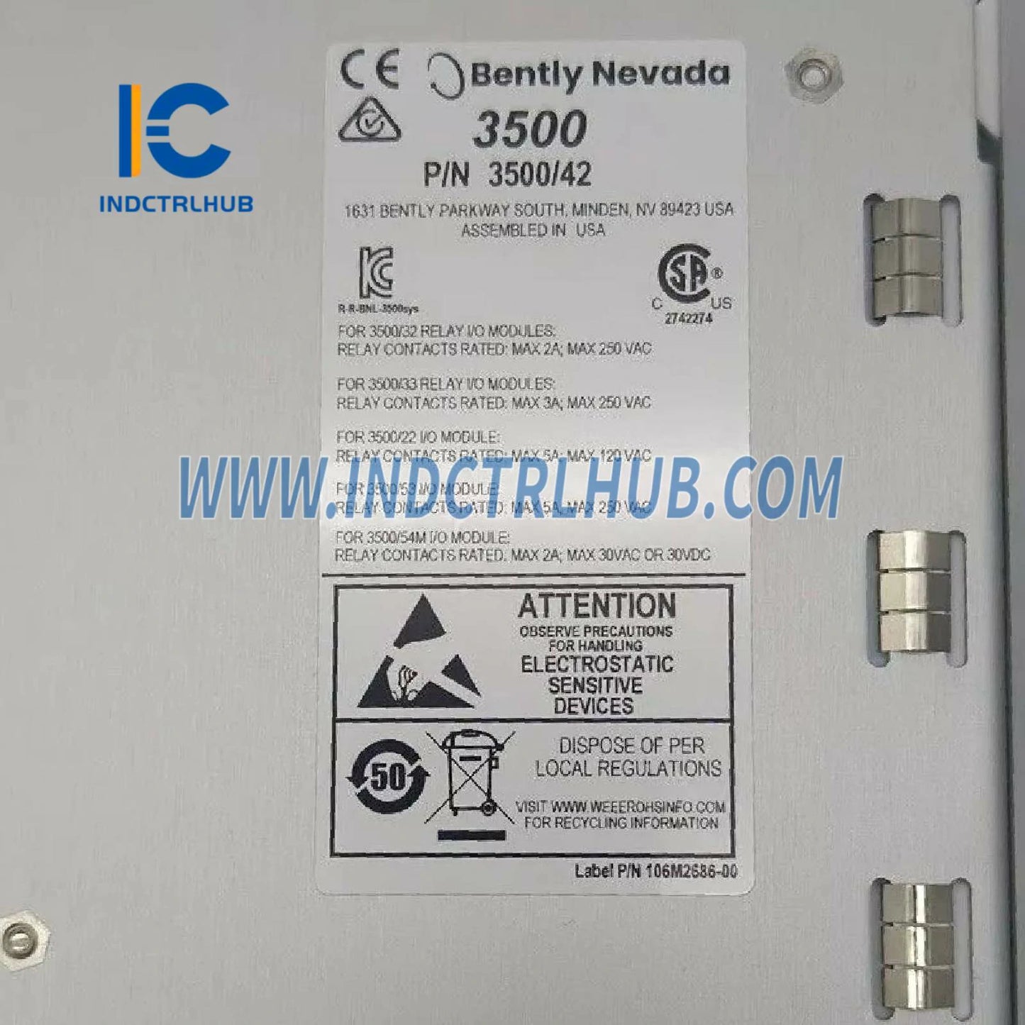 Bently Nevada 3500/70-01-00 (176449-09+140471-01) Recip Impulse Velocity Monitor