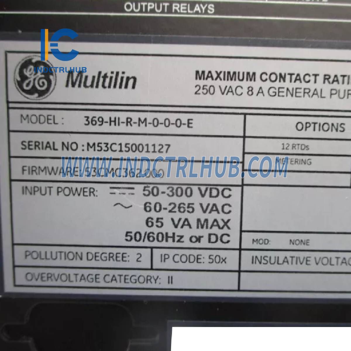 GE 369-HI-R-M-0-0-0 Digital Motor Protection Relay