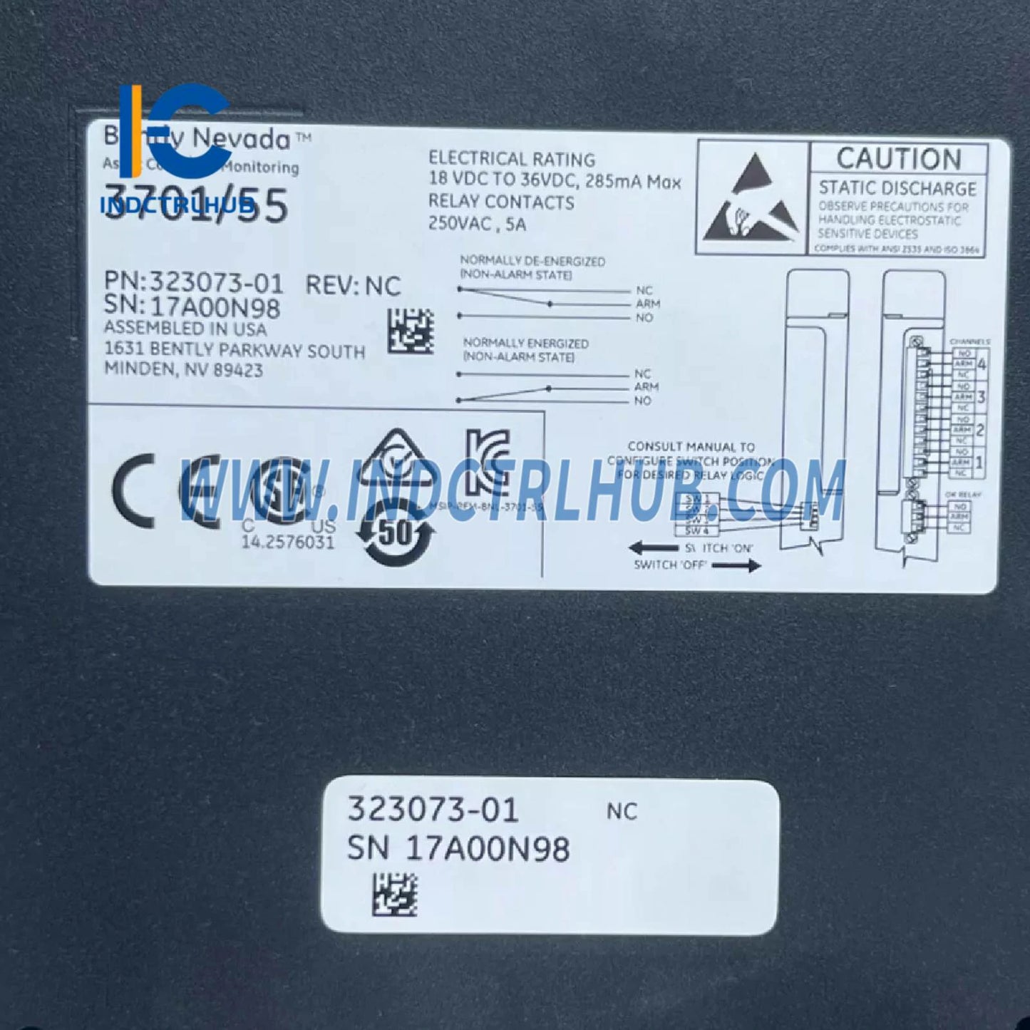 Bently Nevada 3701/55 323073-01 ADAPT ESD 4 kanálový reléový výstupný modul