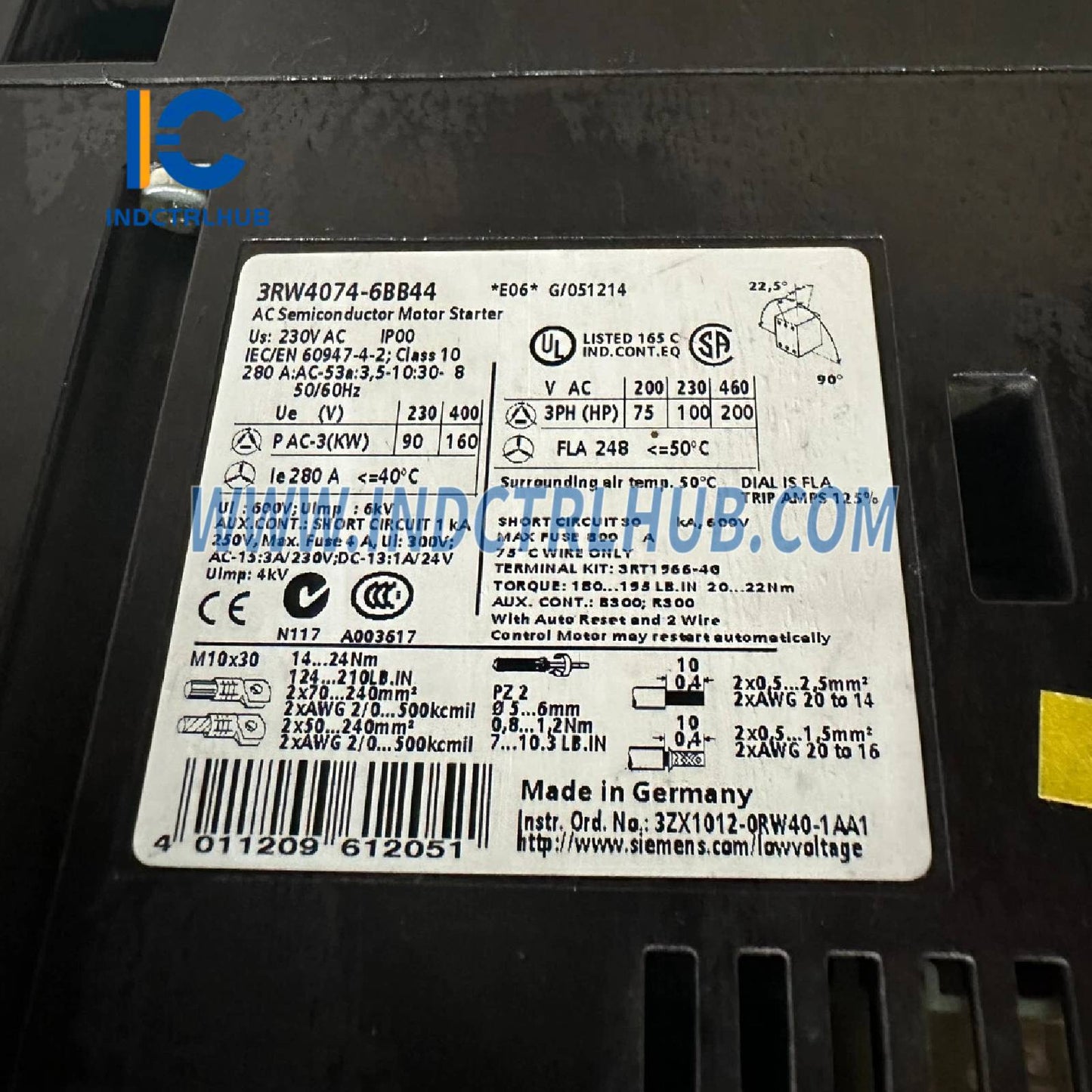 Siemens 3RW4074-6BB44 SIRIUS soft starter S12