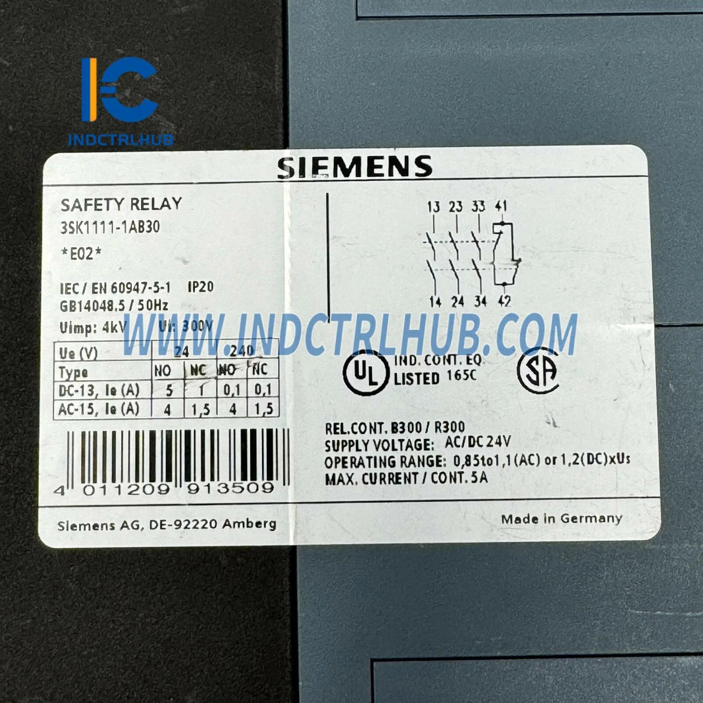 Siemens 3SK1111-1AB30 SIRIUS Safety Relay Basic Unit 24V AC/DC